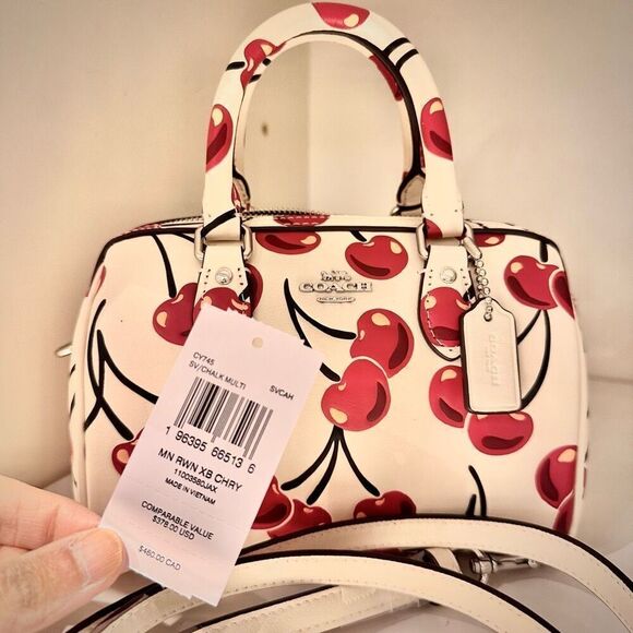 NWT❤️ COACH Mini Rowan Crossbody Bag With Cherry Print CY745 - Picture 2 of 12